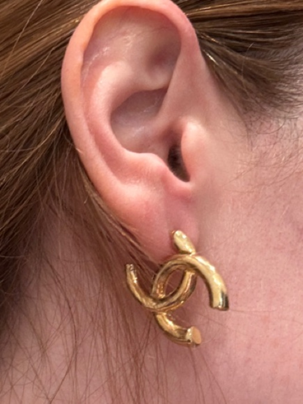 Gold Interlocking CC Stud Earrings
